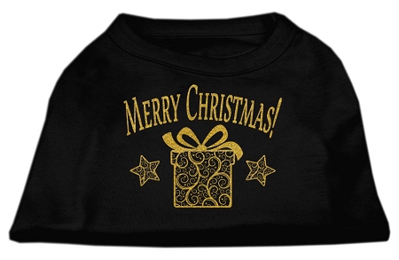 Golden Christmas Present Dog Shirt Black XL